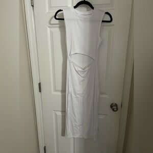 White midi body con dress with cut out, never worn